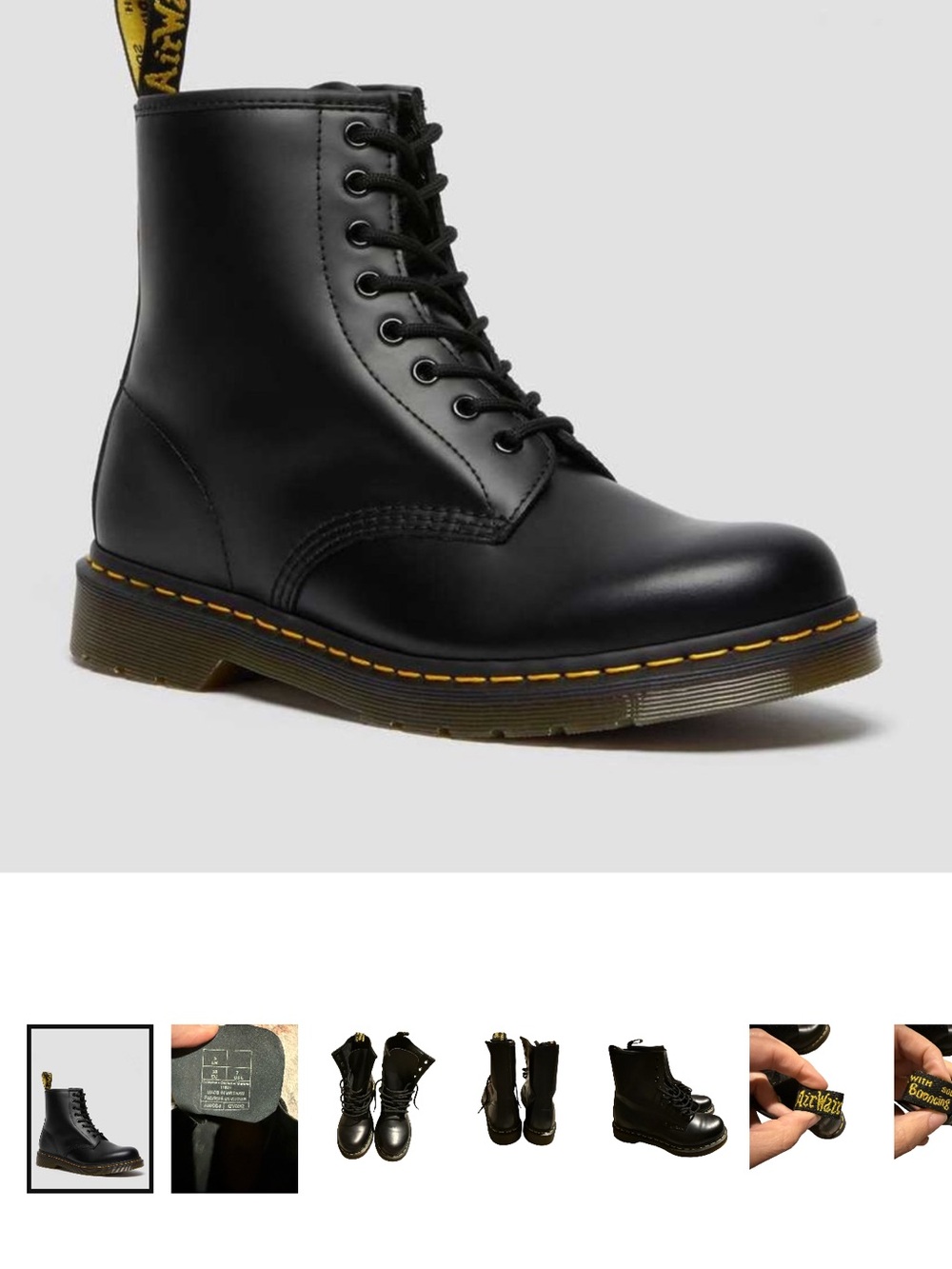Dr. Martens 1460 Black Leather Lace-Up Boot - women size 7